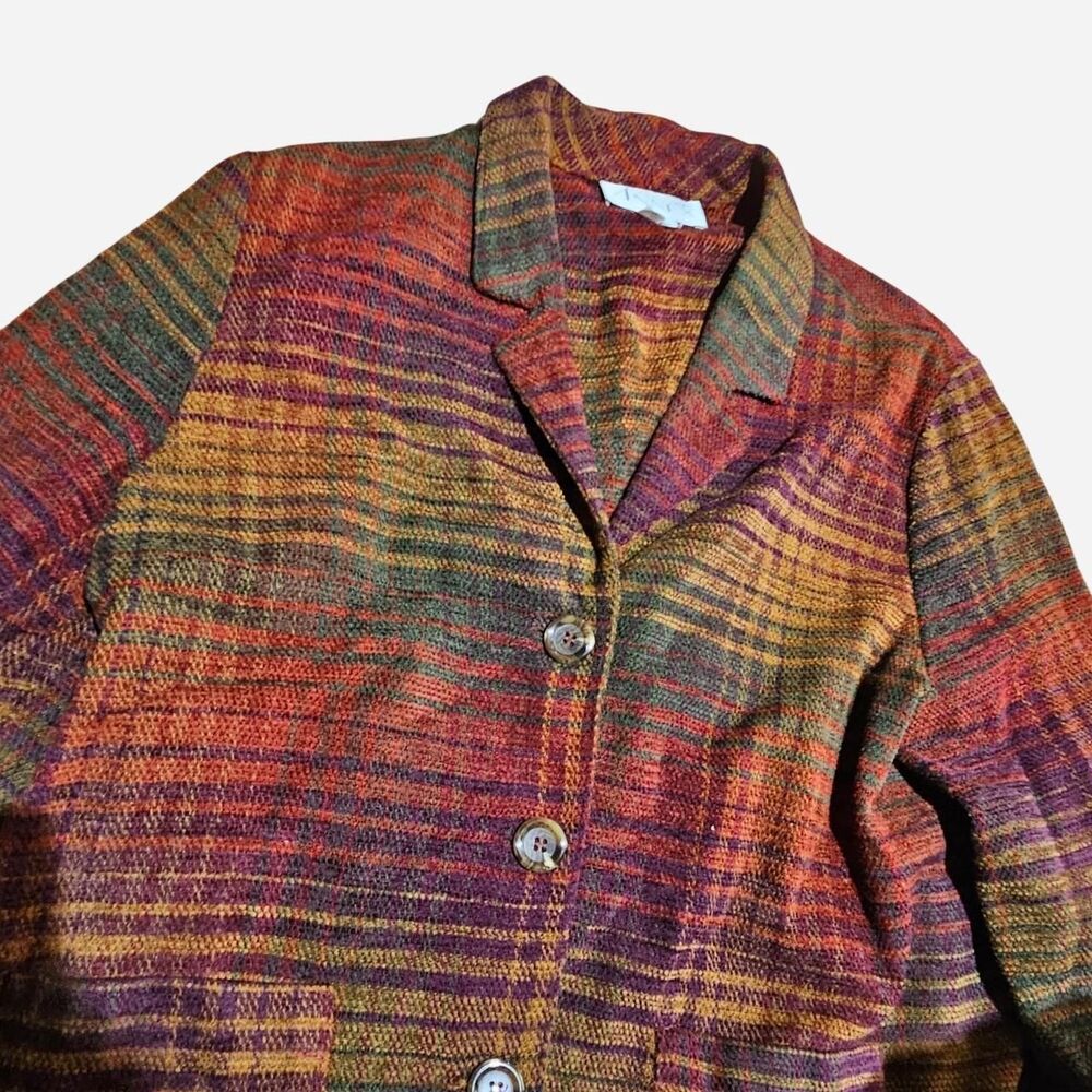 Casual Corner Multicolor Striped Knit Blazer Jacket